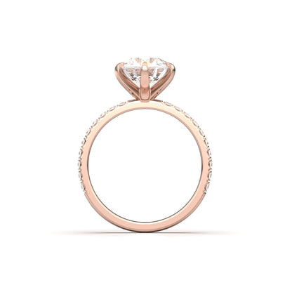 Round Half Pavé Diamond Engagement Ring - Moissanite Engagement Rings