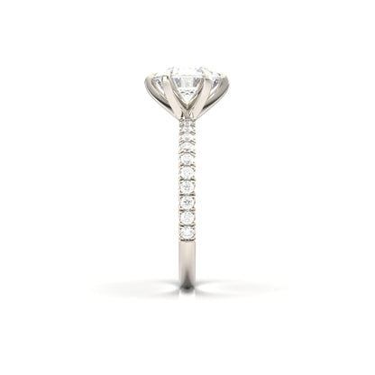 Round Half Pavé Diamond Engagement Ring - Moissanite Engagement Rings