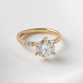 Olivia: Round Half Pavé Diamond Engagement Ring