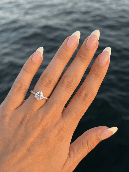 Round Half Pavé Moissanite Engagement Ring - Moissanite Engagement Rings