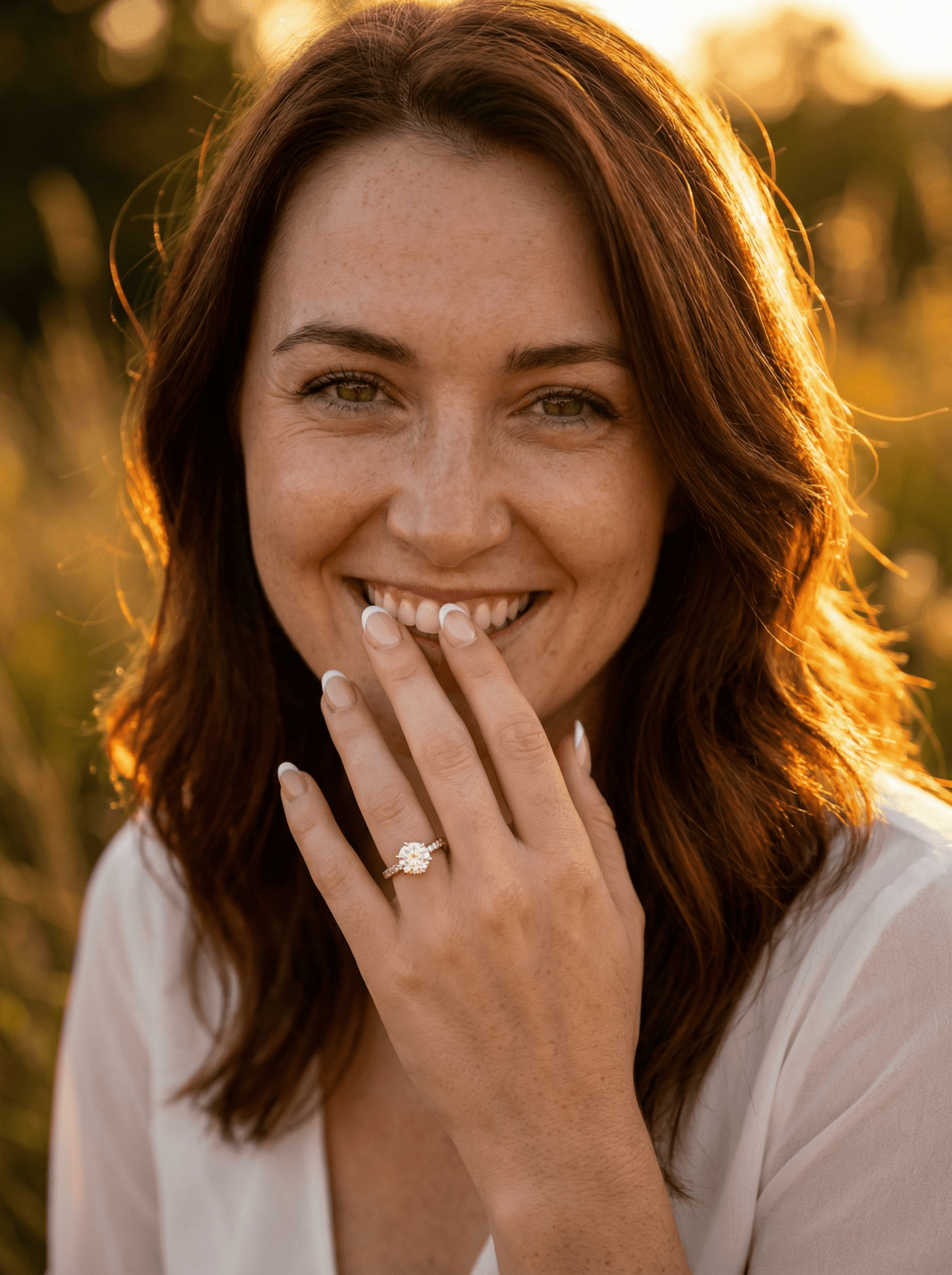 Round Half Pavé Moissanite Engagement Ring - Moissanite Engagement Rings