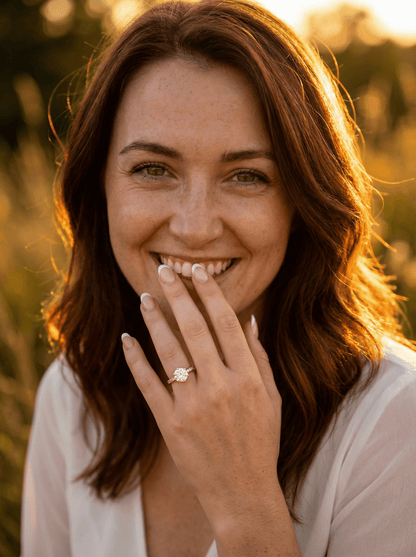 Round Half Pavé Moissanite Engagement Ring - Moissanite Engagement Rings