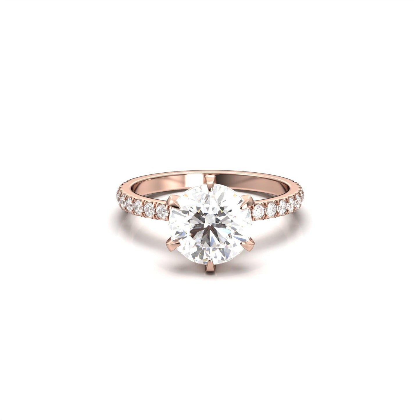 Round Half Pavé Moissanite Engagement Ring - Moissanite Engagement Rings