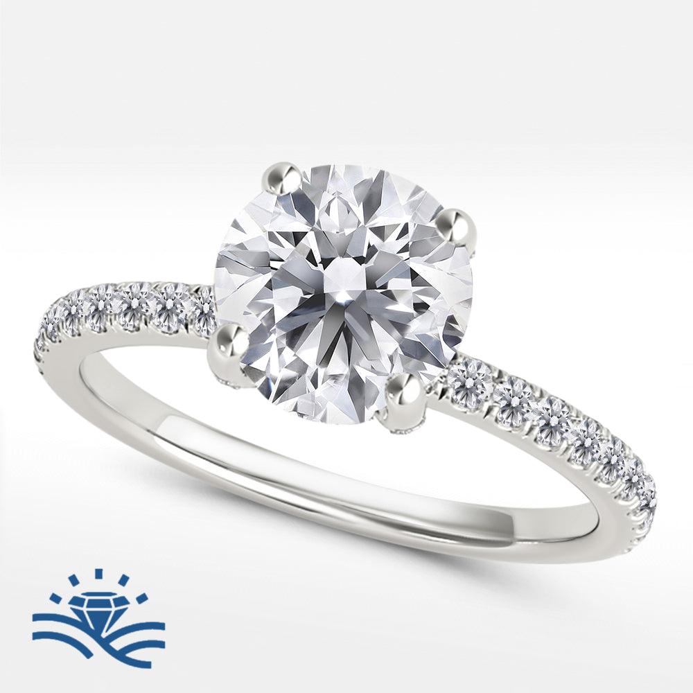 Round Half Pavé Moissanite Engagement Ring - Moissanite Engagement Rings