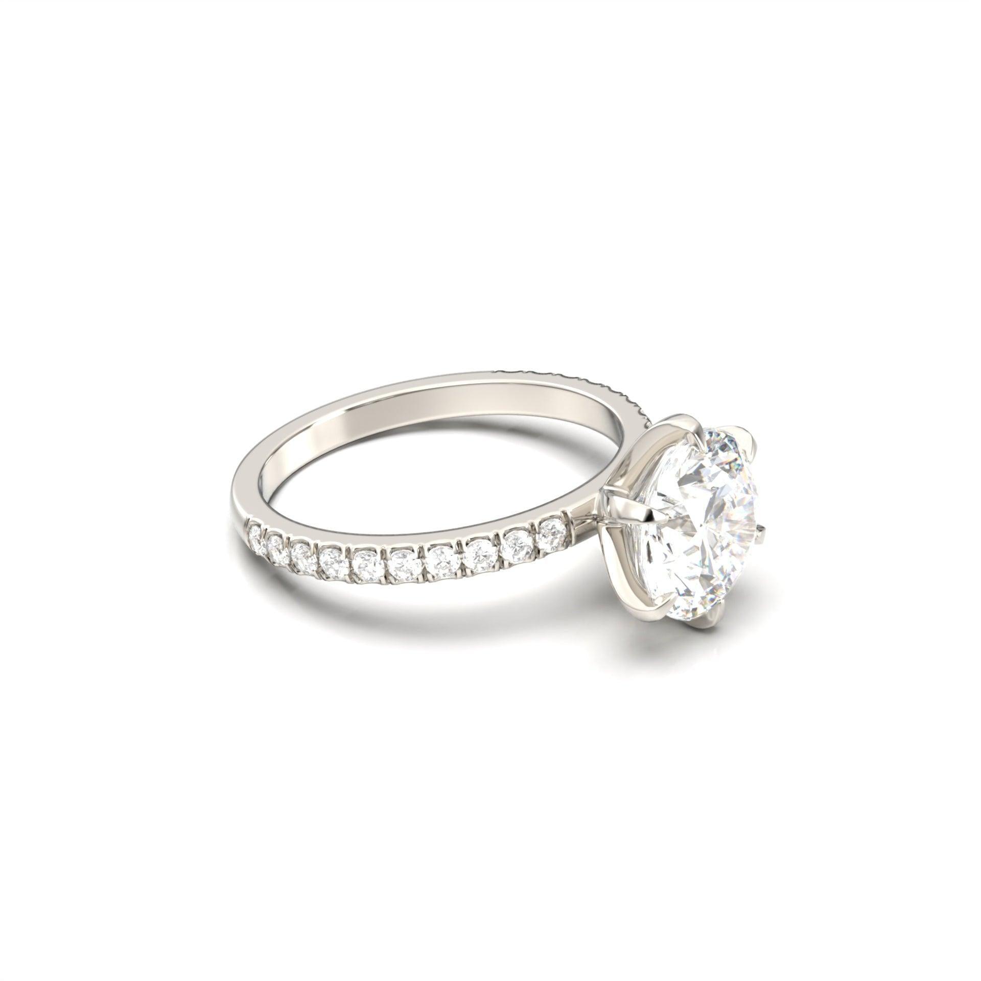 Round Half Pavé Moissanite Engagement Ring - Moissanite Engagement Rings