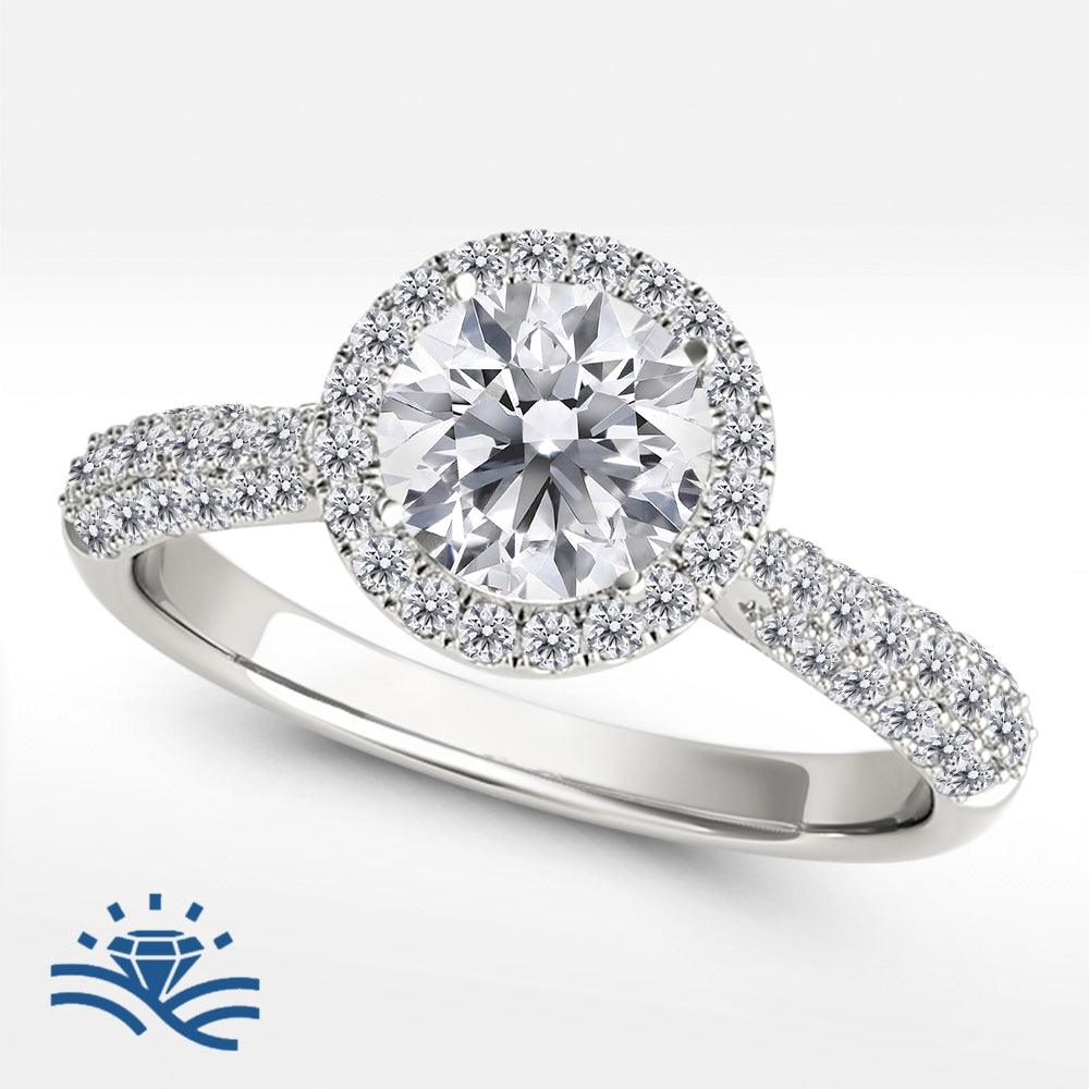 Round Halo Micro-Pave Moissanite Engagement Ring - Moissanite Engagement Rings