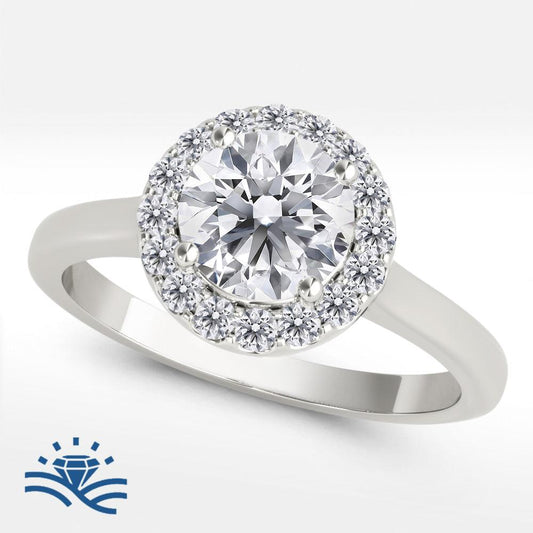 Round Halo Moissanite Engagement Ring - Moissanite Engagement Rings
