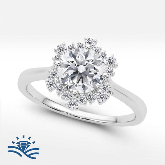 Round Halo Solitaire Moissanite Engagement Ring - Moissanite Engagement Rings