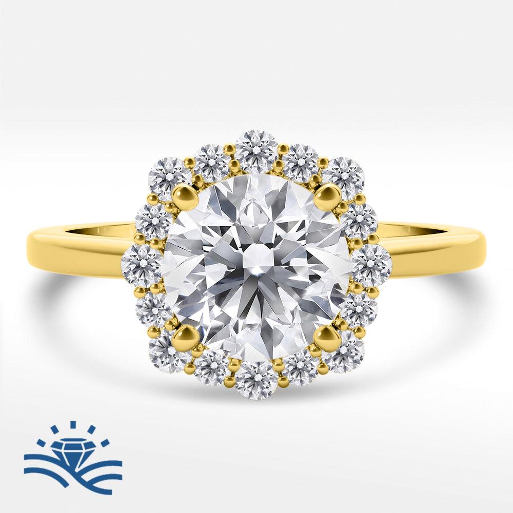 Round Halo Solitaire Moissanite Engagement Ring - Moissanite Engagement Rings