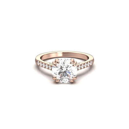 Round Hidden Halo Cathedral Diamond Engagement Ring - Moissanite Engagement Rings