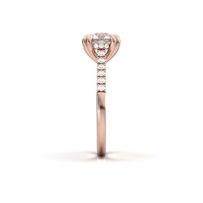 Round Hidden Halo Cathedral Diamond Engagement Ring - Moissanite Engagement Rings