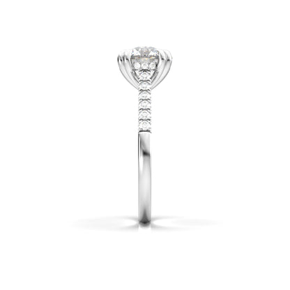 Round Hidden Halo Cathedral Diamond Engagement Ring - Moissanite Engagement Rings