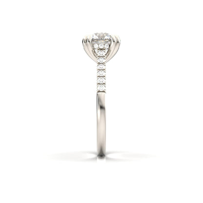 Round Hidden Halo Cathedral Diamond Engagement Ring - Moissanite Engagement Rings
