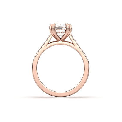 Round Hidden Halo Cathedral Diamond Engagement Ring - Moissanite Engagement Rings