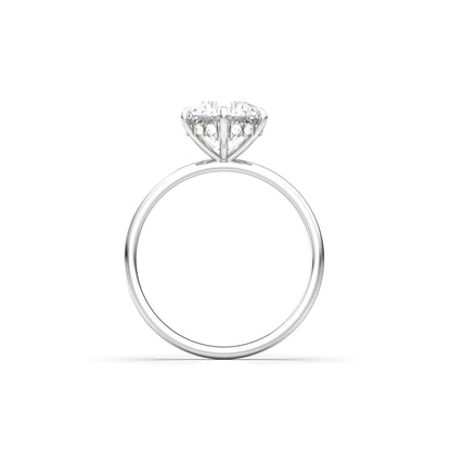 Round Hidden Halo Diamond Engagement Ring - Moissanite Engagement Rings