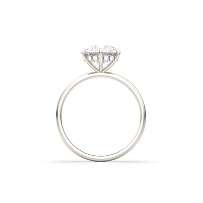 Round Hidden Halo Diamond Engagement Ring - Moissanite Engagement Rings