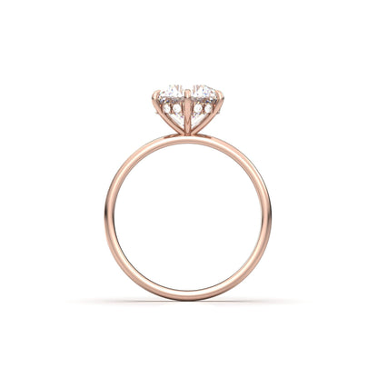 Round Hidden Halo Diamond Engagement Ring - Moissanite Engagement Rings