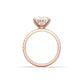 Round Solitaire 6 Claw Half Pavé Moissanite Ring - Moissanite Engagement Rings