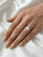 Naomi: Round Solitaire 6 Claw Half Pavé Diamond Ring