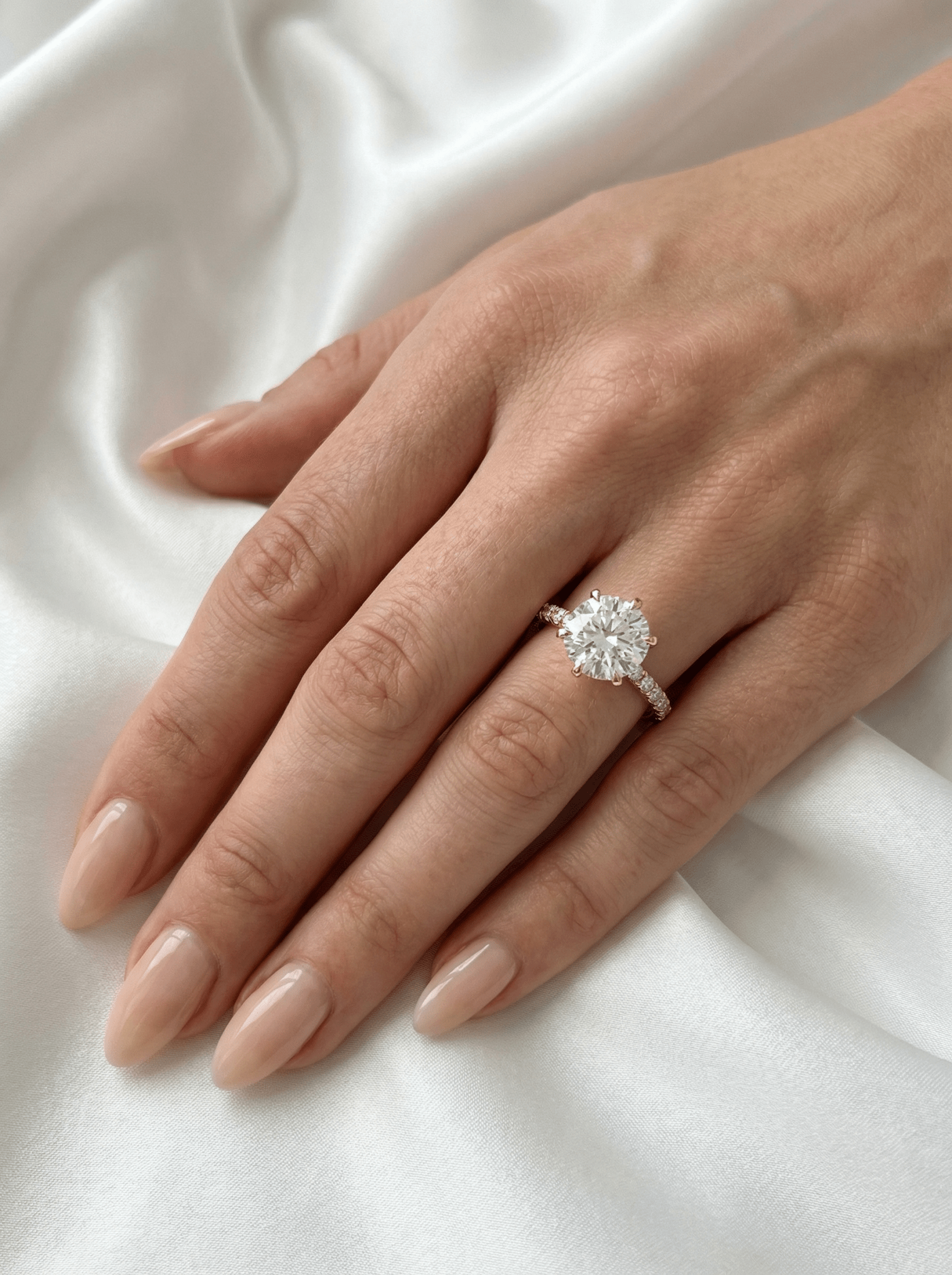 Round Solitaire 6 Claw Half Pavé Diamond Ring — Guthrie Jewellery