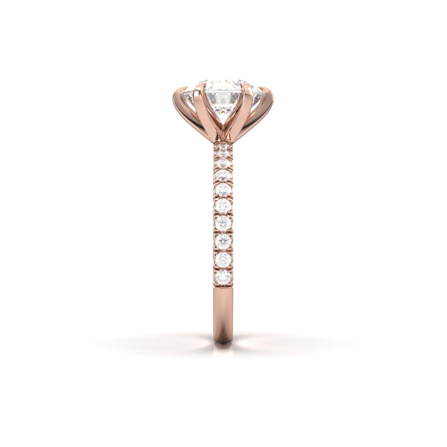 Round Solitaire 6 Claw Pavé - moissaniteengagementrings