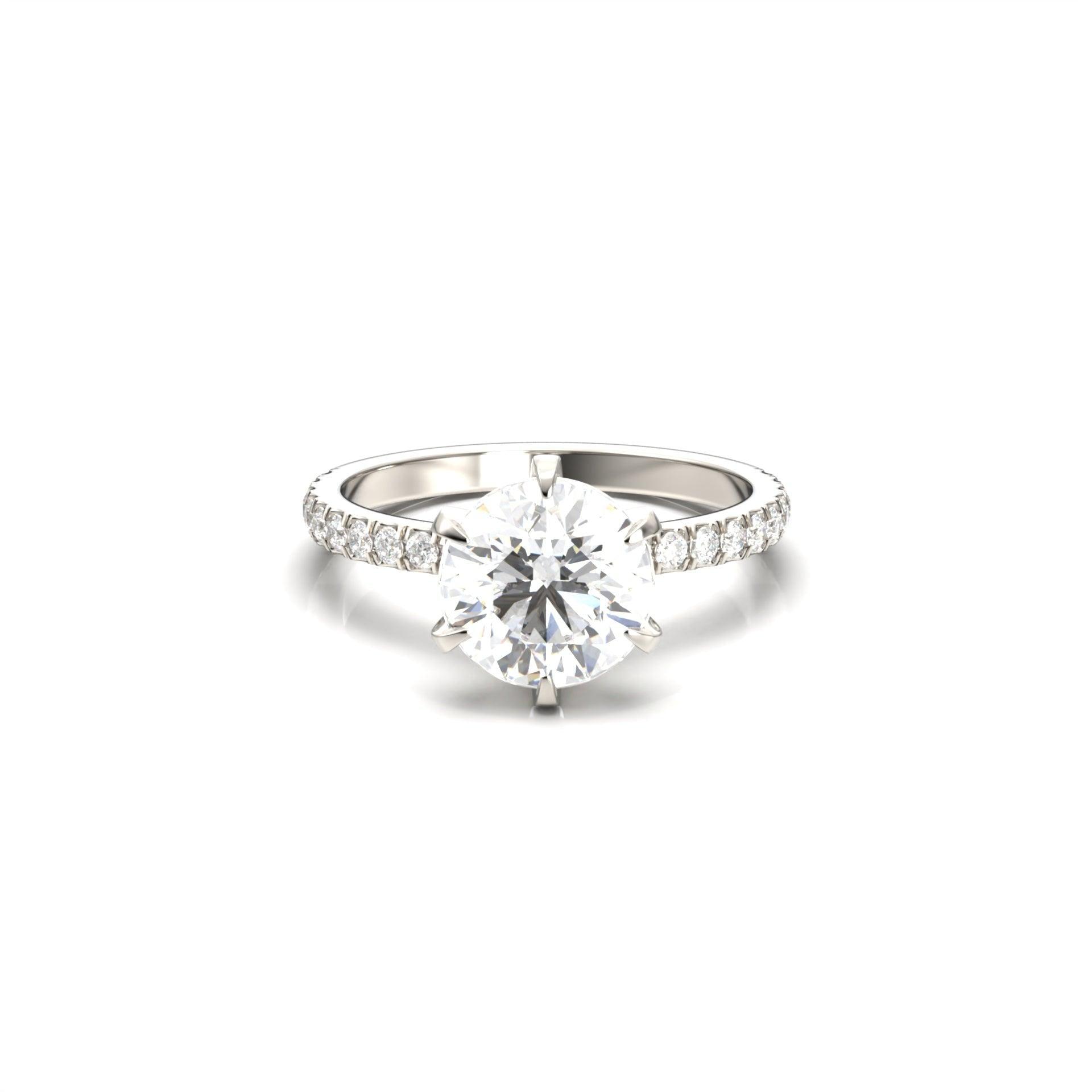 Round Solitaire 6 Claw Pavé - moissaniteengagementrings