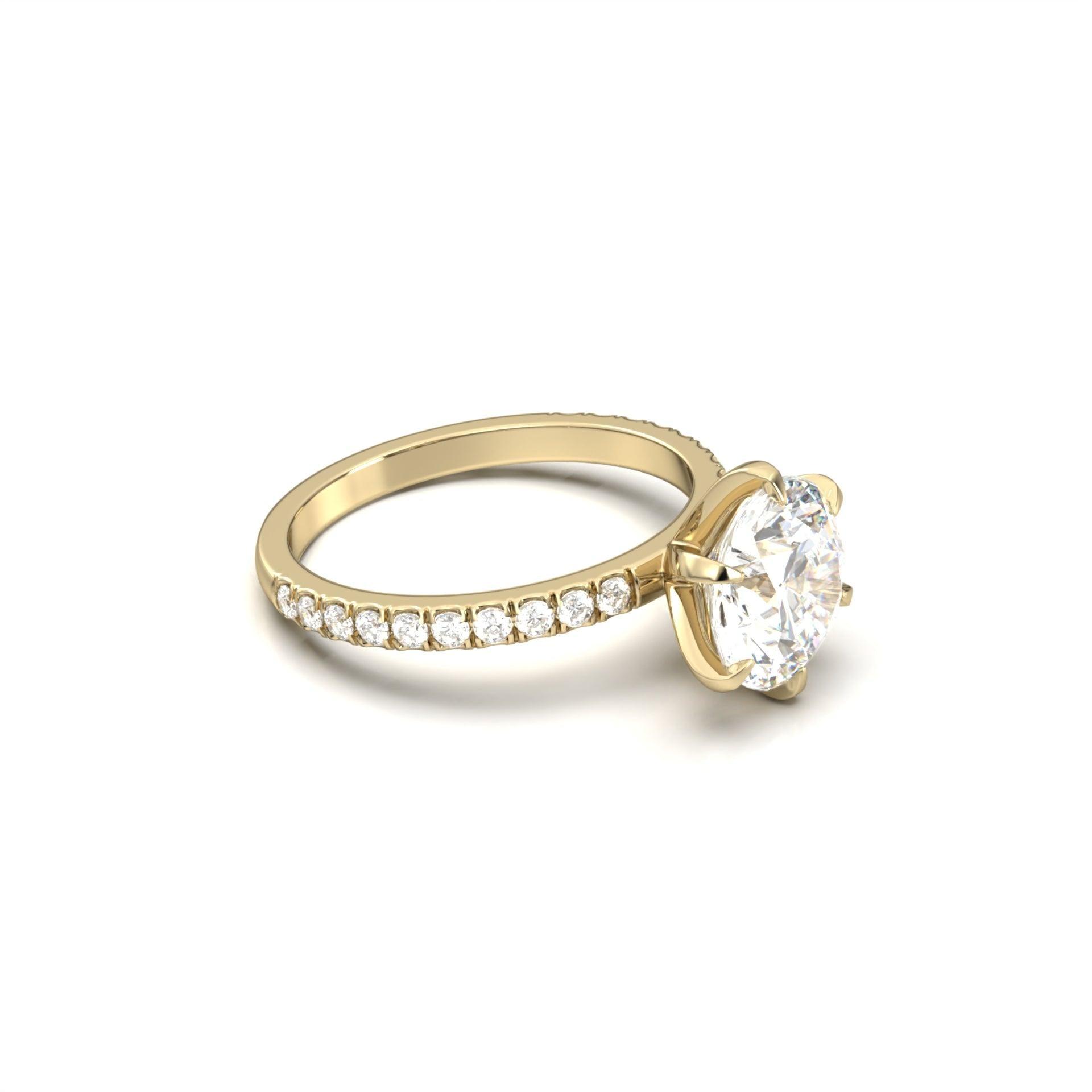 Round Solitaire 6 Claw Pavé - moissaniteengagementrings