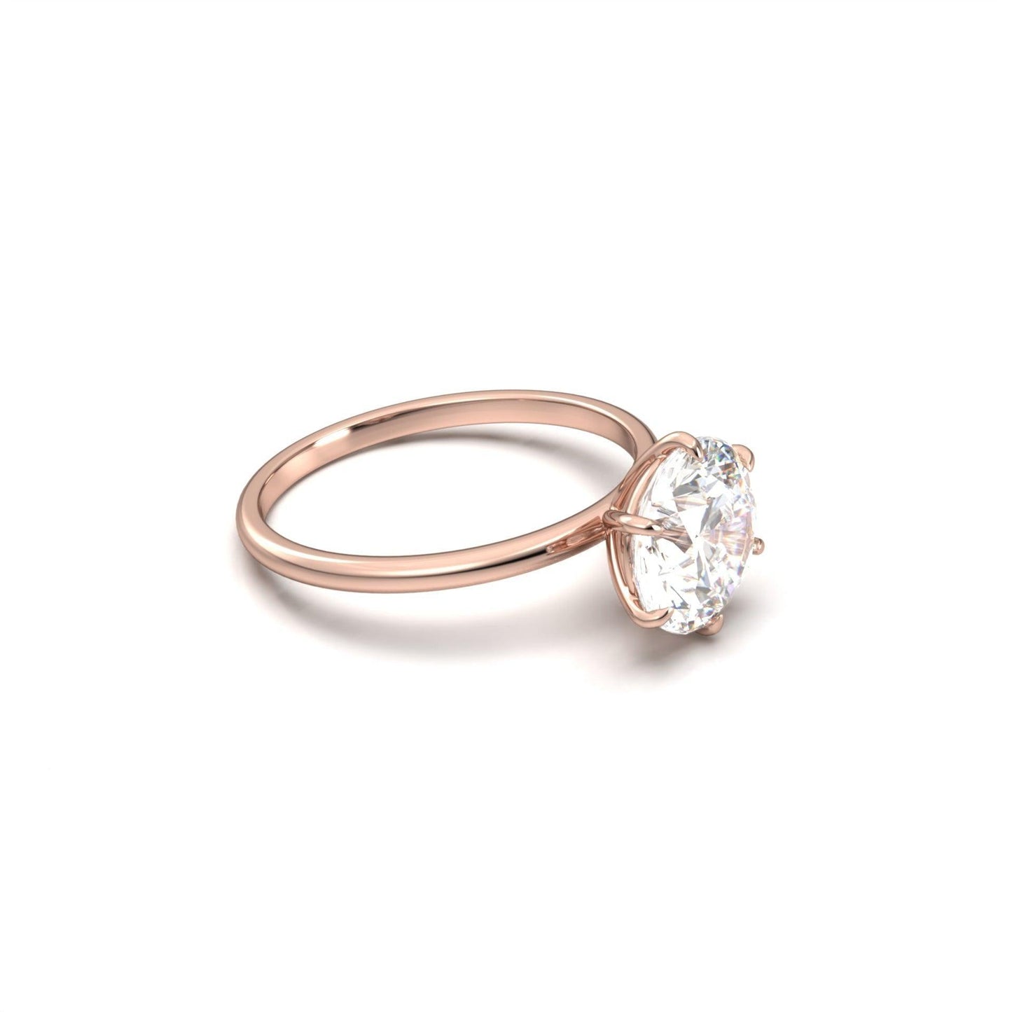 Round Solitaire 6 Claw Setting Moissanite Engagement Ring - Moissanite Engagement Rings