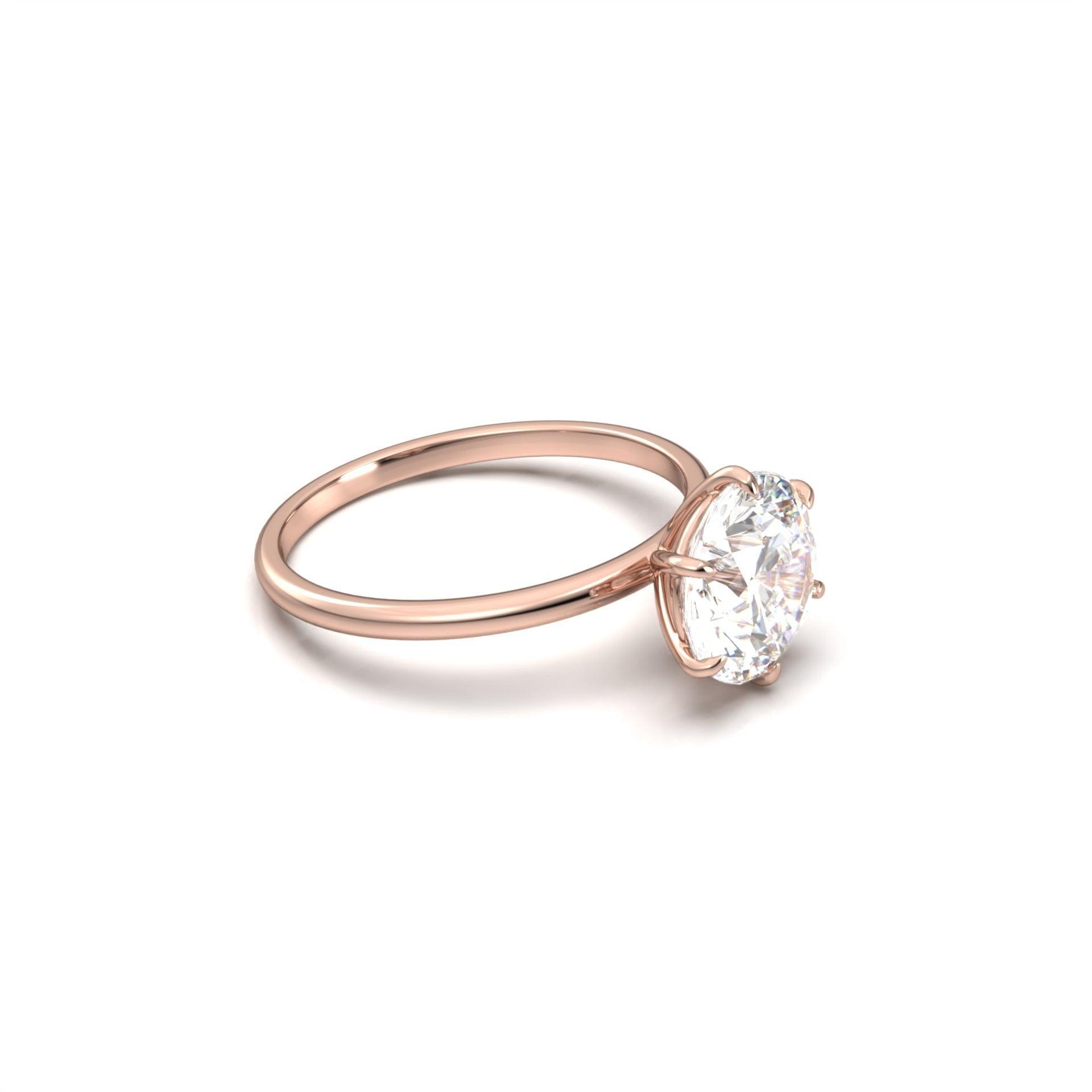 Round Solitaire 6 Claw Setting Moissanite Engagement Ring - Moissanite Engagement Rings