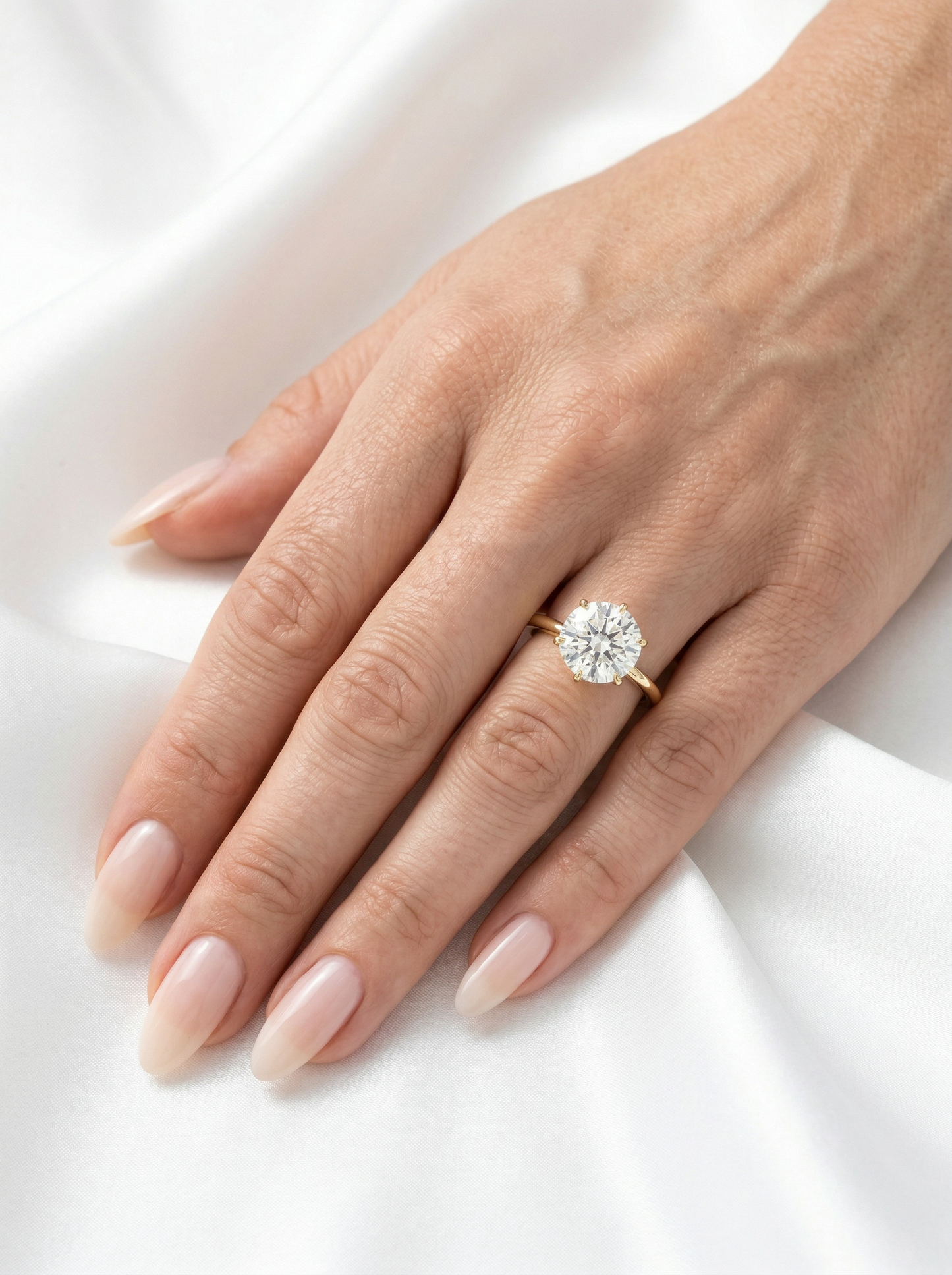 Round Solitaire 6 Claw Setting Moissanite Engagement Ring