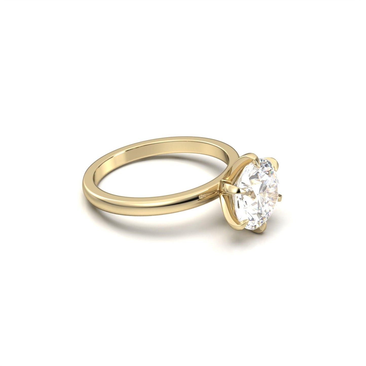 Round Solitaire 6 Claw Setting Moissanite Engagement Ring - moissaniteengagementrings