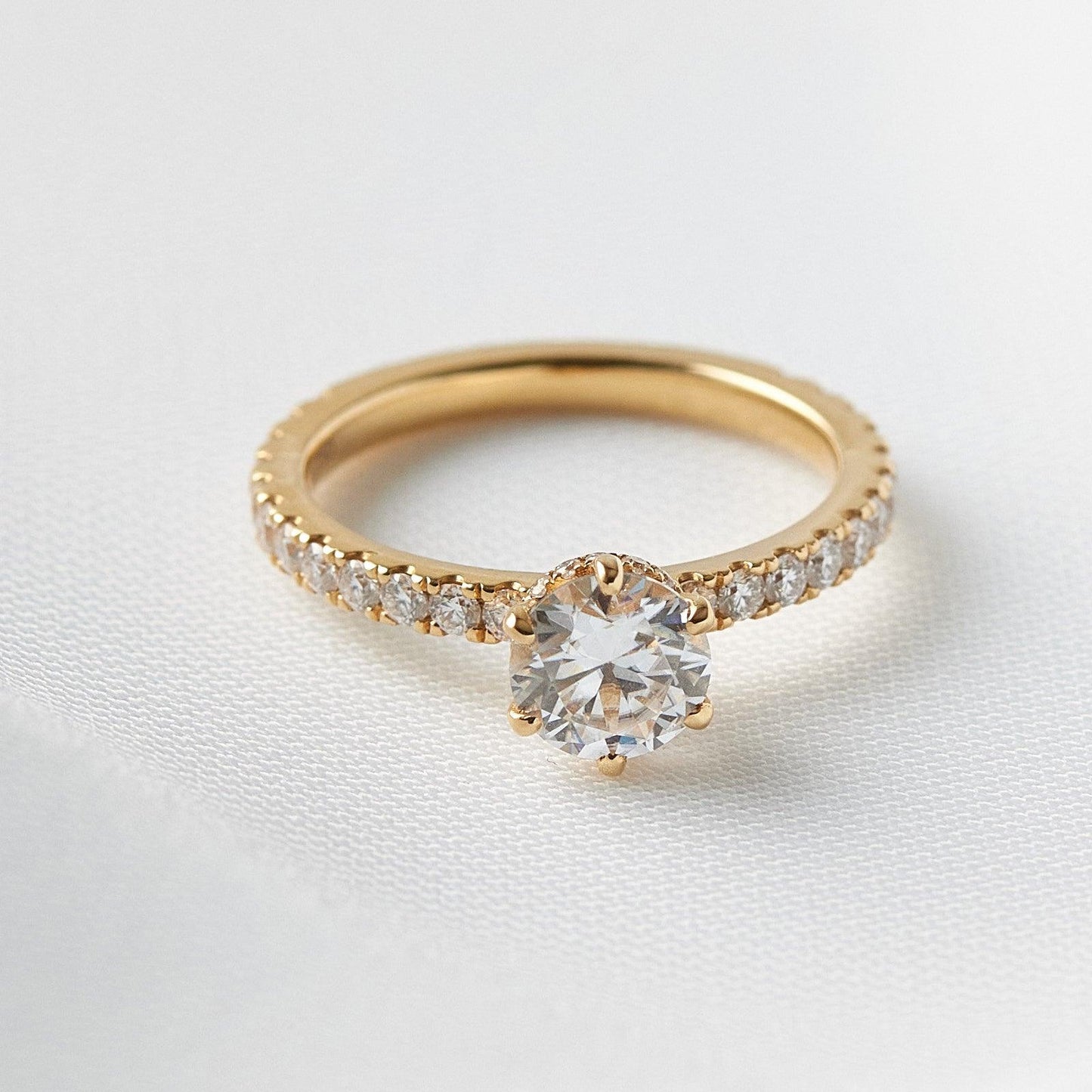 Round Hidden Halo Full Pavè Diamond Engagement Ring