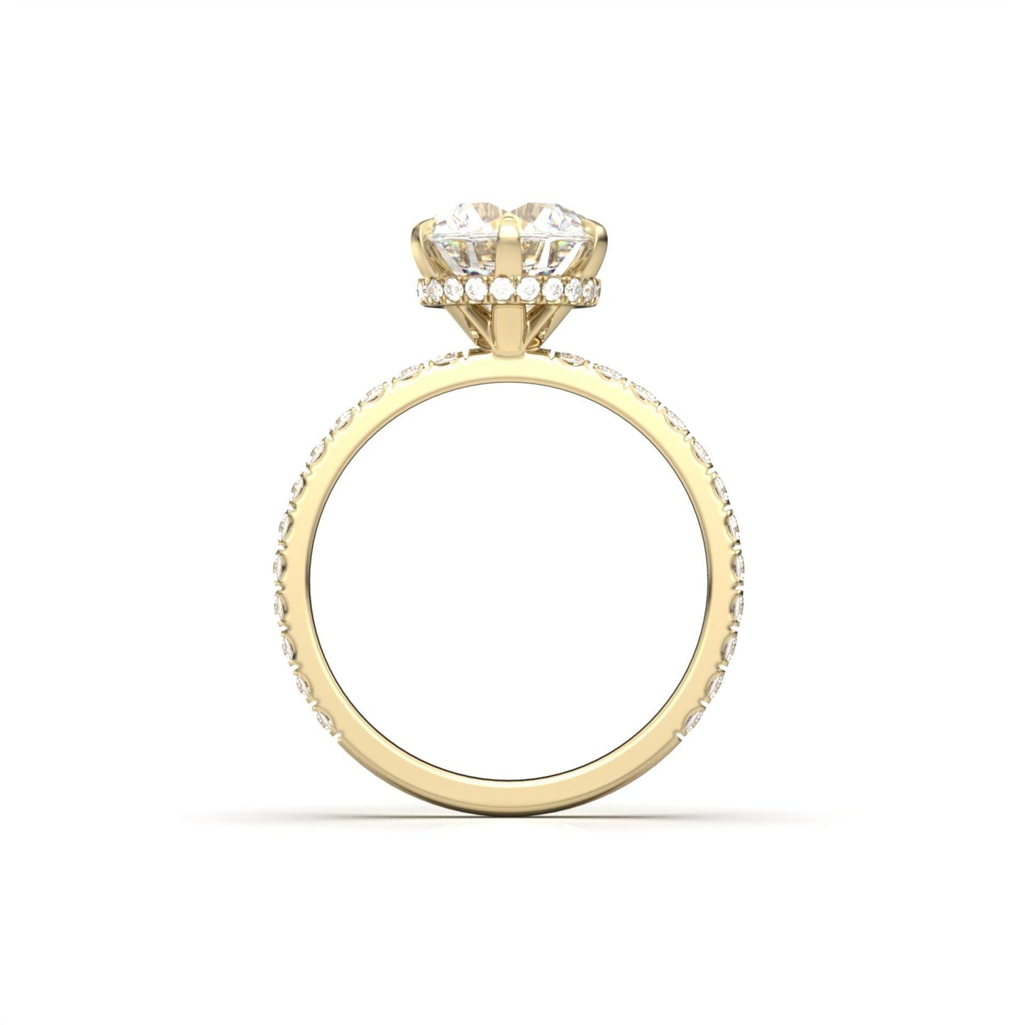 Round Solitaire 6 Claw With Half Pavè And Hidden Halo - moissaniteengagementrings
