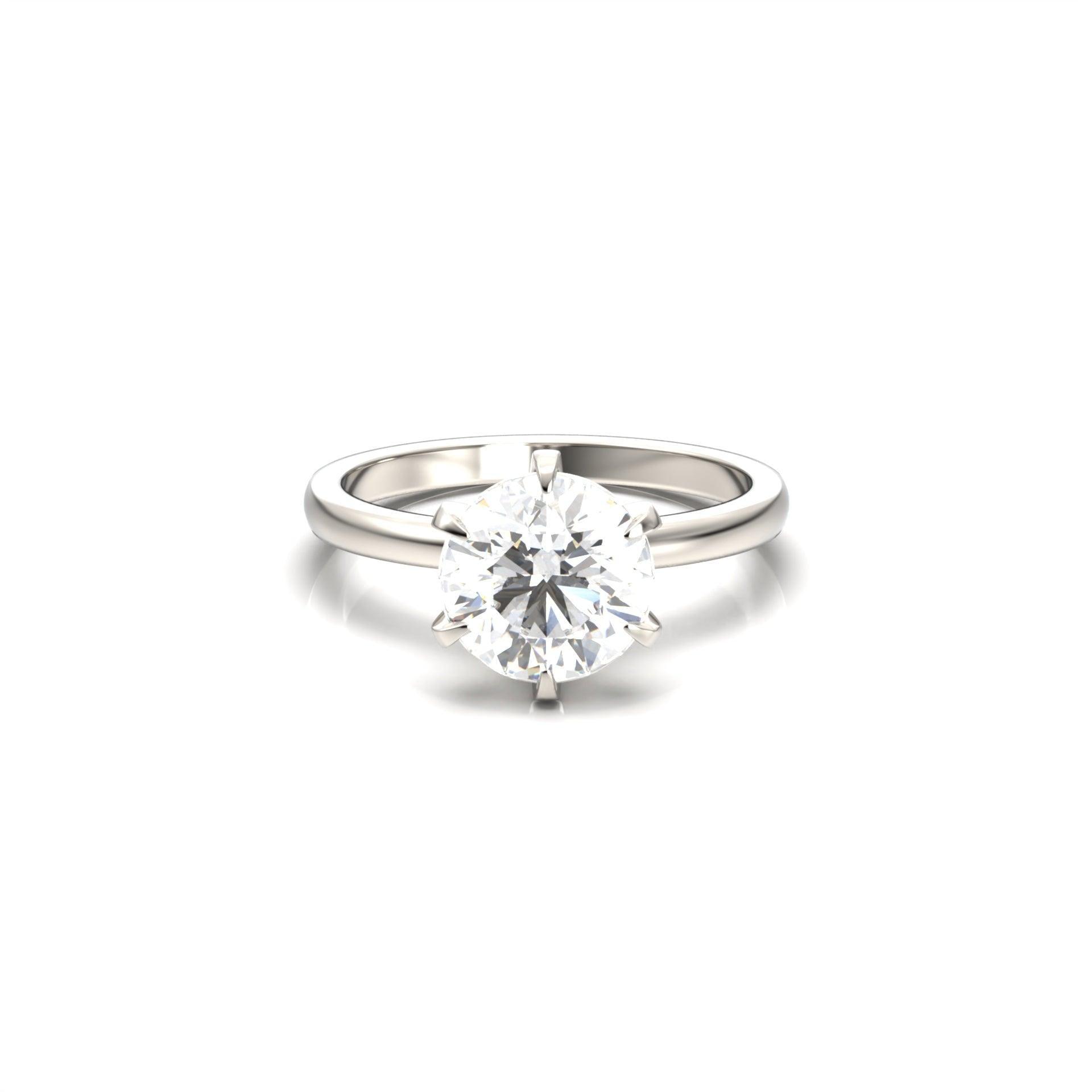 Round Solitaire Diamond Engagement Ring - Moissanite Engagement Rings