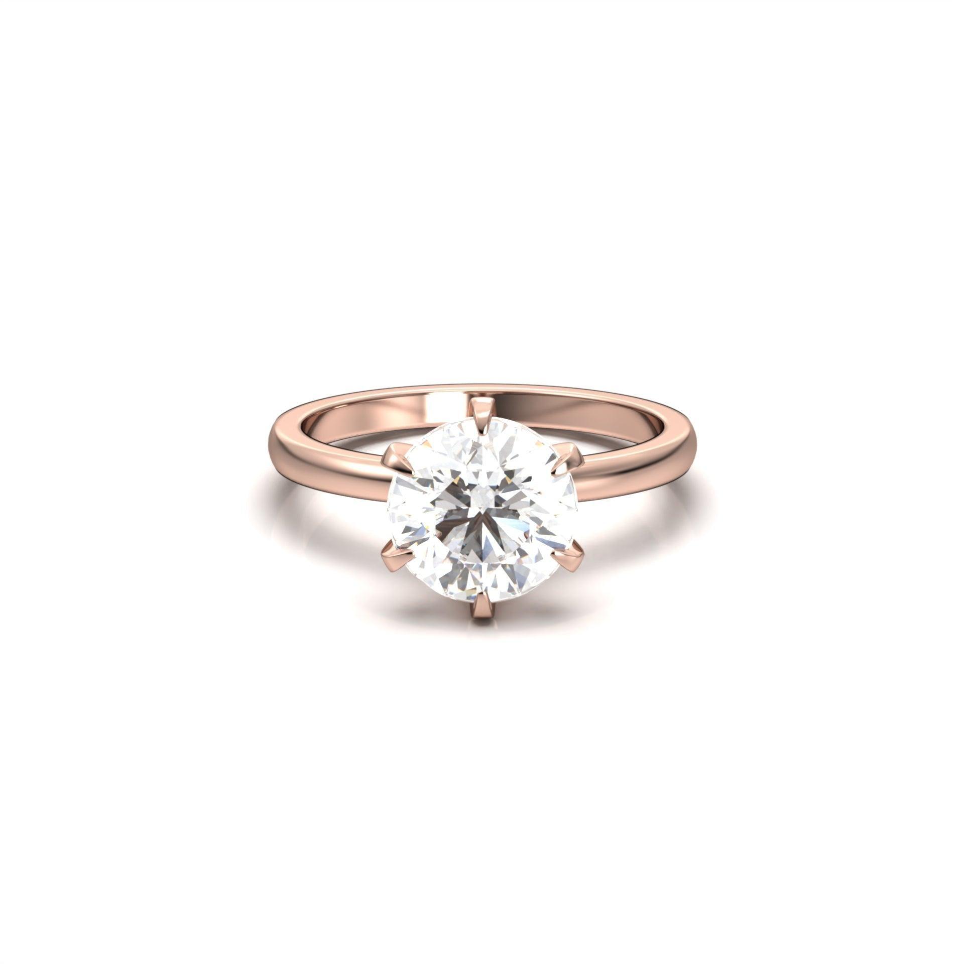 Round Solitaire Diamond Engagement Ring - Moissanite Engagement Rings