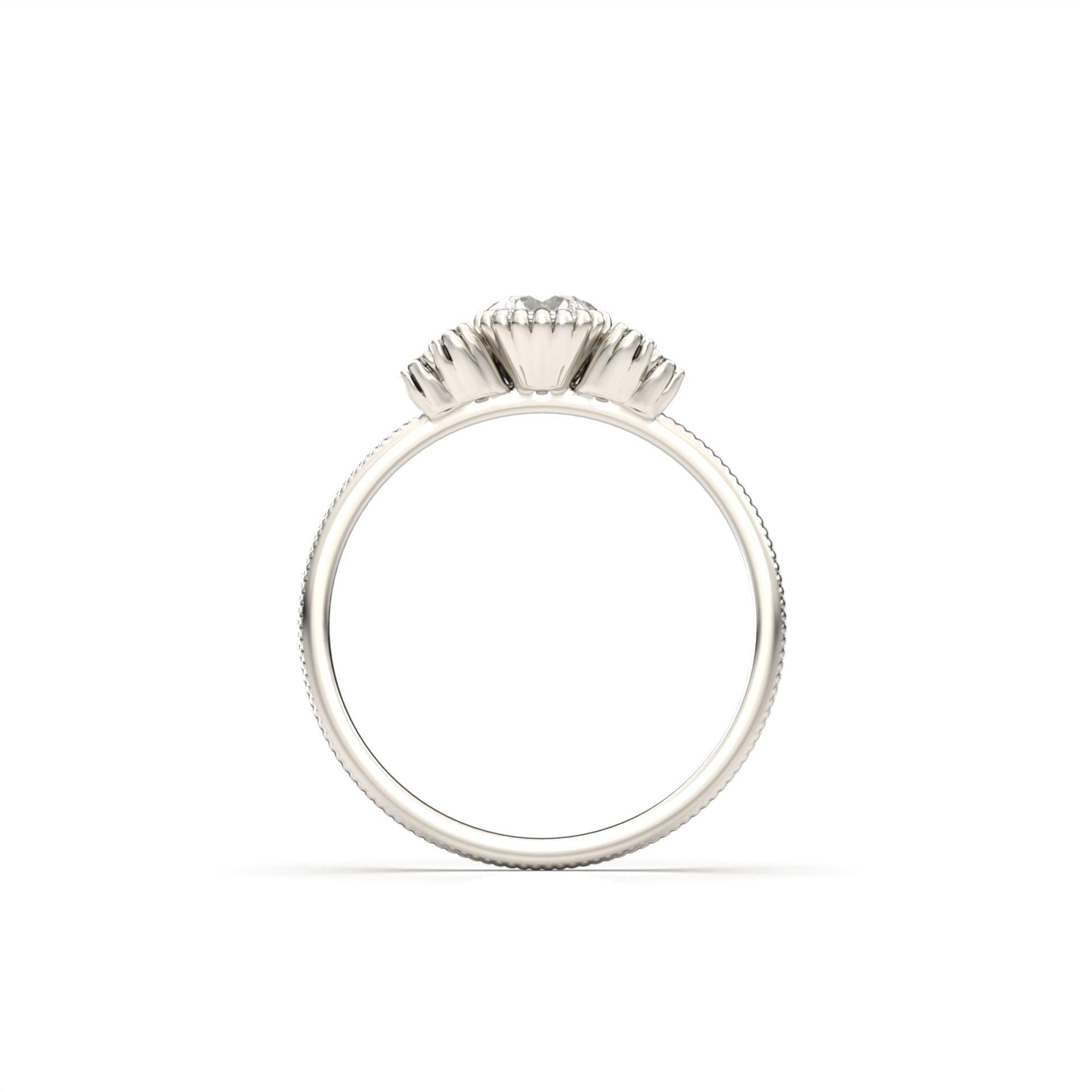 Round Solitaire With Trilogy Clusters And Extra Prongs - moissaniteengagementrings