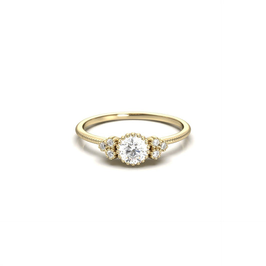 Round Solitaire With Trilogy Clusters And Extra Prongs - moissaniteengagementrings