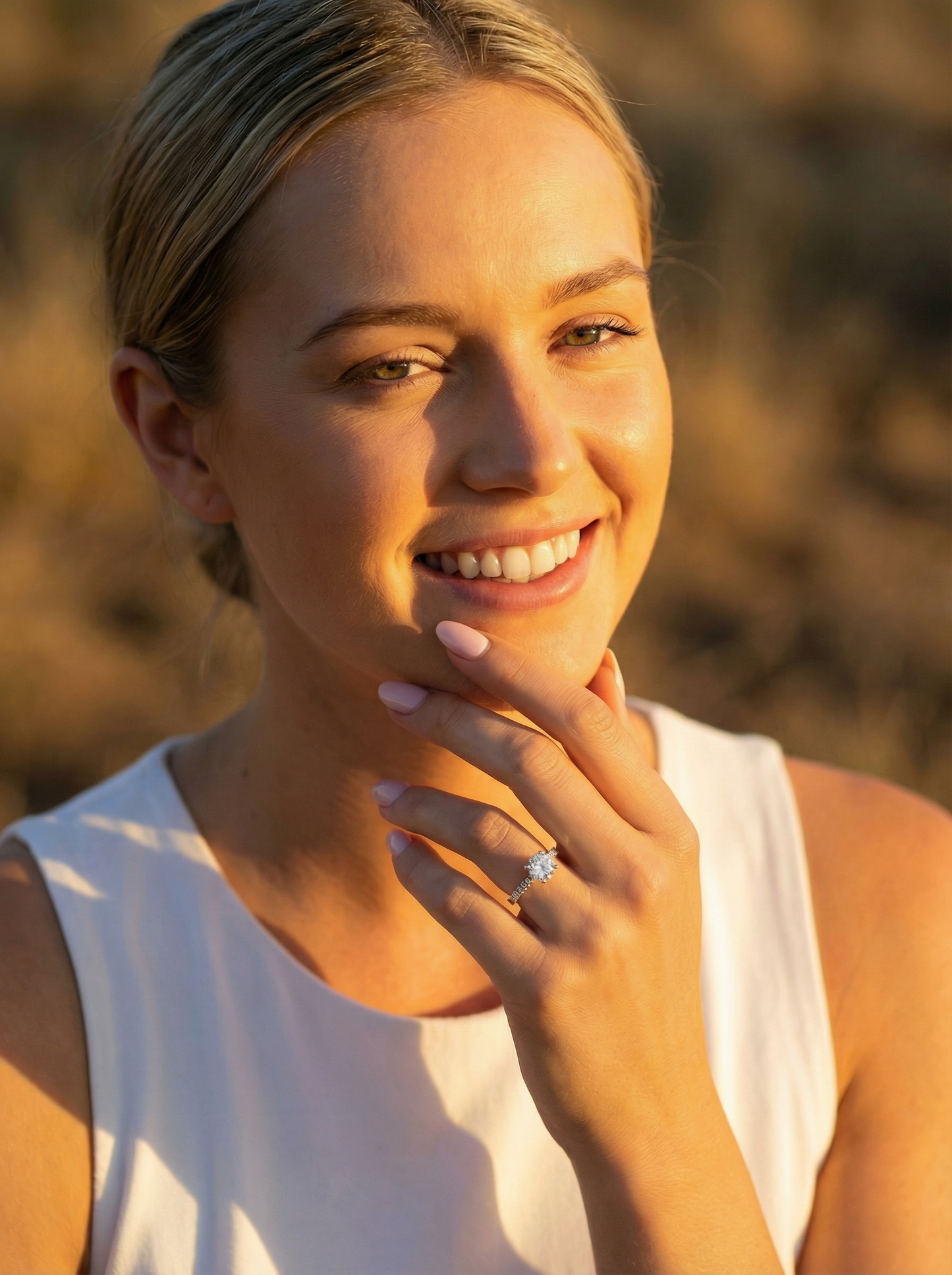 Round Triple Half Pavé & Hidden Halo Diamond Engagement Ring