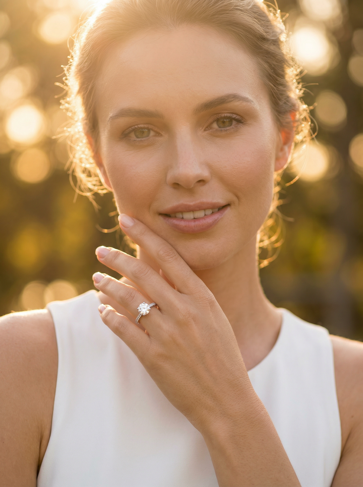 Round Triple Half Pavé & Hidden Halo Diamond Engagement Ring