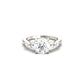 Round Triple Marquise Accent Stones Moissanite Engagement Ring - Moissanite Engagement Rings