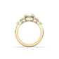 Round Triple Marquise Accent Stones Moissanite Engagement Ring - Moissanite Engagement Rings