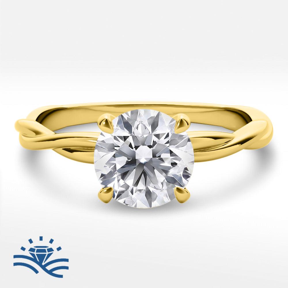 Round Twisted Band Solitaire Moissanite Engagement Ring - Moissanite Engagement Rings