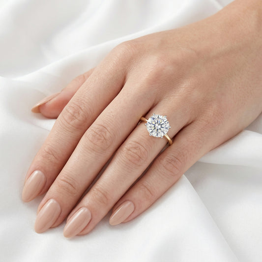 Round Two Tone Cathedral Moissanite Engagement Ring