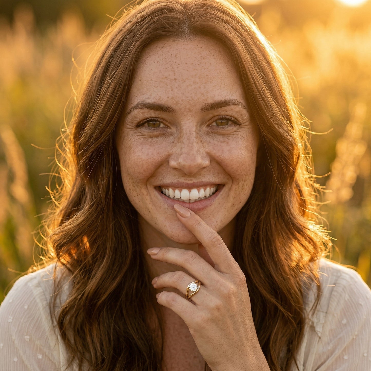 Round Modern Bypass Moissanite Engagement Ring