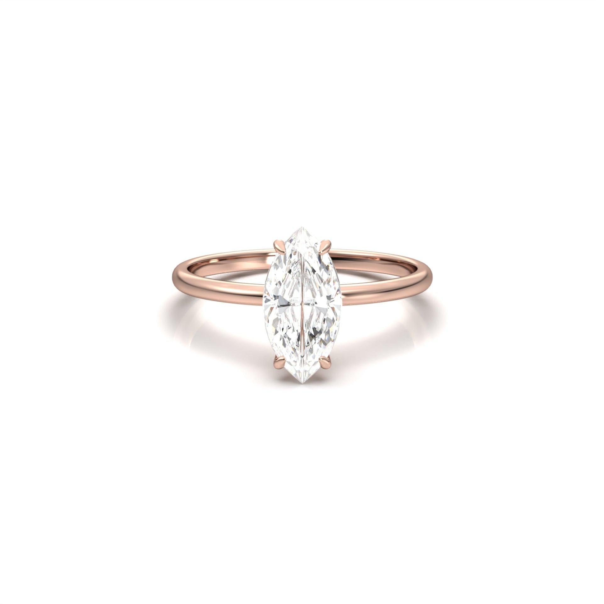 Solitaire Marquise Engagement Ring | Moissanite Engagement Rings