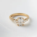 Seraphina — Elongated Cushion Pear Setting 2/3 Pavé Moissanite Engagement Ring - Ready To Ship