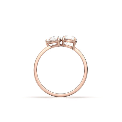 Toi Et Moi Pear & Round Diamond Engagement Ring - Moissanite Engagement Rings