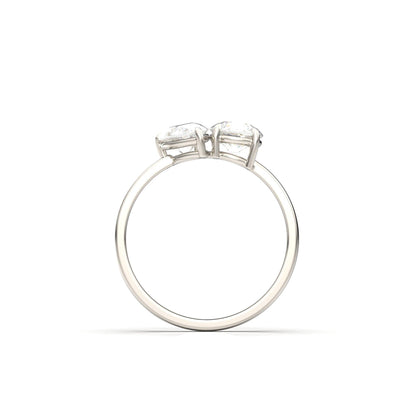 Toi Et Moi Pear & Round Diamond Engagement Ring - Moissanite Engagement Rings