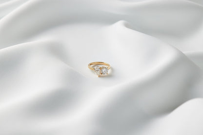Toi Et Moi Pear & Round Diamond Engagement Ring - Moissanite Engagement Rings