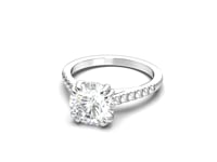 Moissanite Engagement Ring Cathedral Solitaire with Hidden Halo